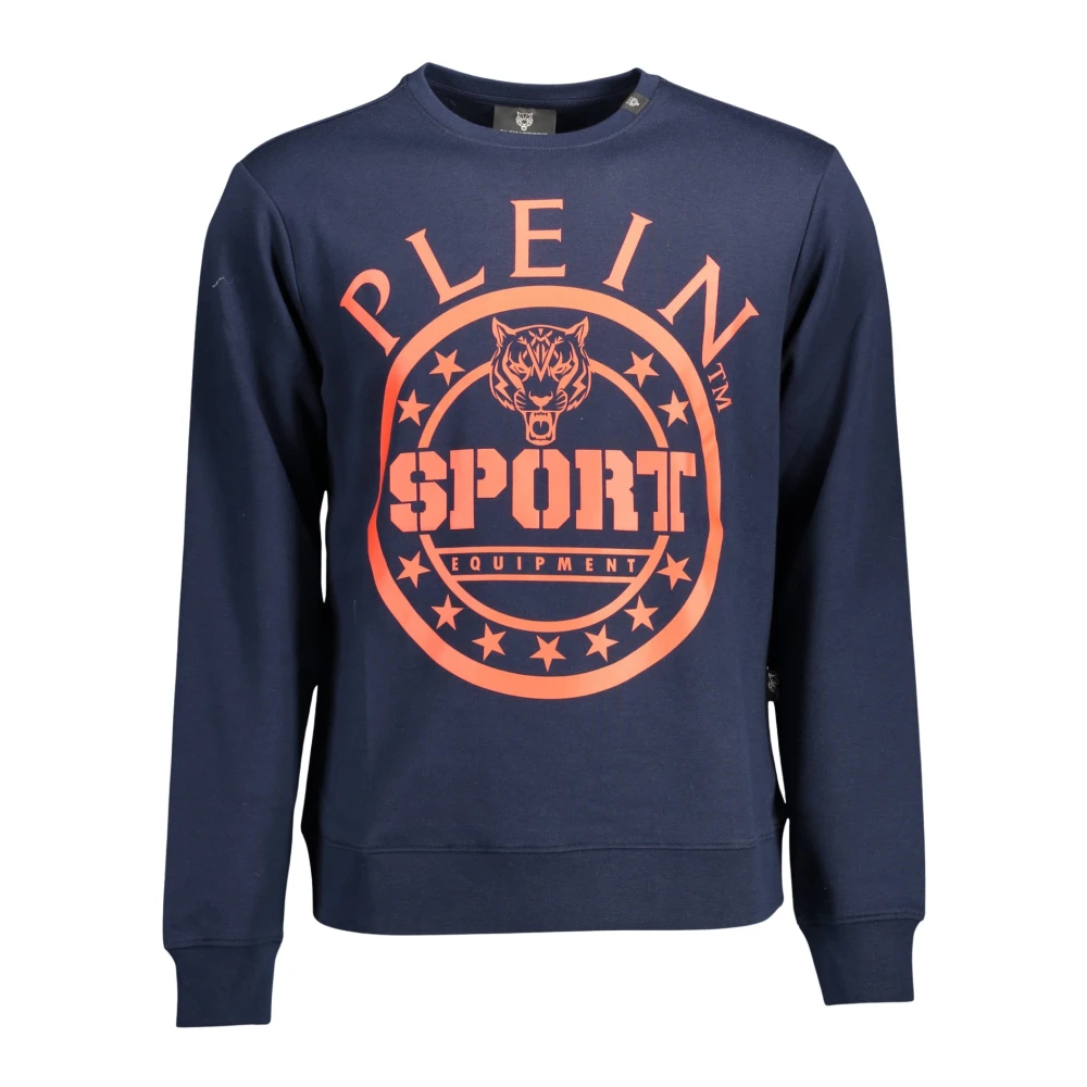 Plein Sport Men's Blue Long Sleeve Training Tops, L, Crewneck Sweatshirt