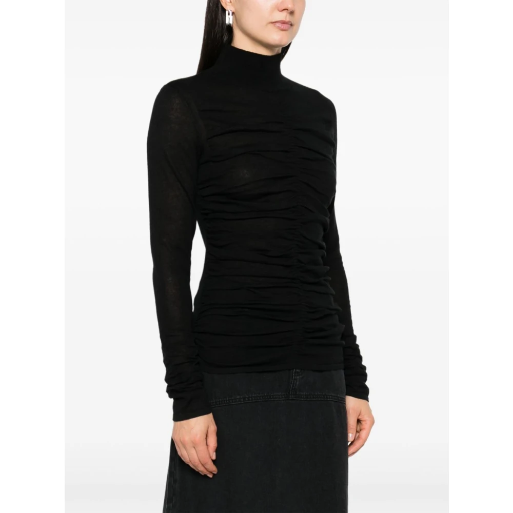 Twinset Zwarte Geribbelde Rolhals Sweaters Black Dames