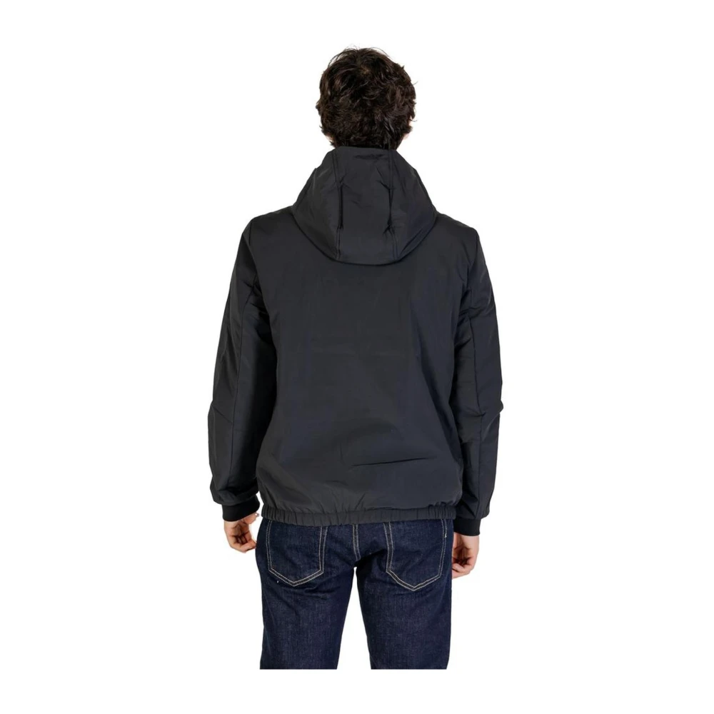 Calvin Klein Zwarte Gewatteerde Hoodie Jas Mannen Herfst Winter Black Heren