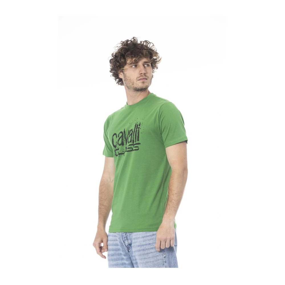 Cavalli Class Groene Logo Print Katoenen T-shirt Green Heren
