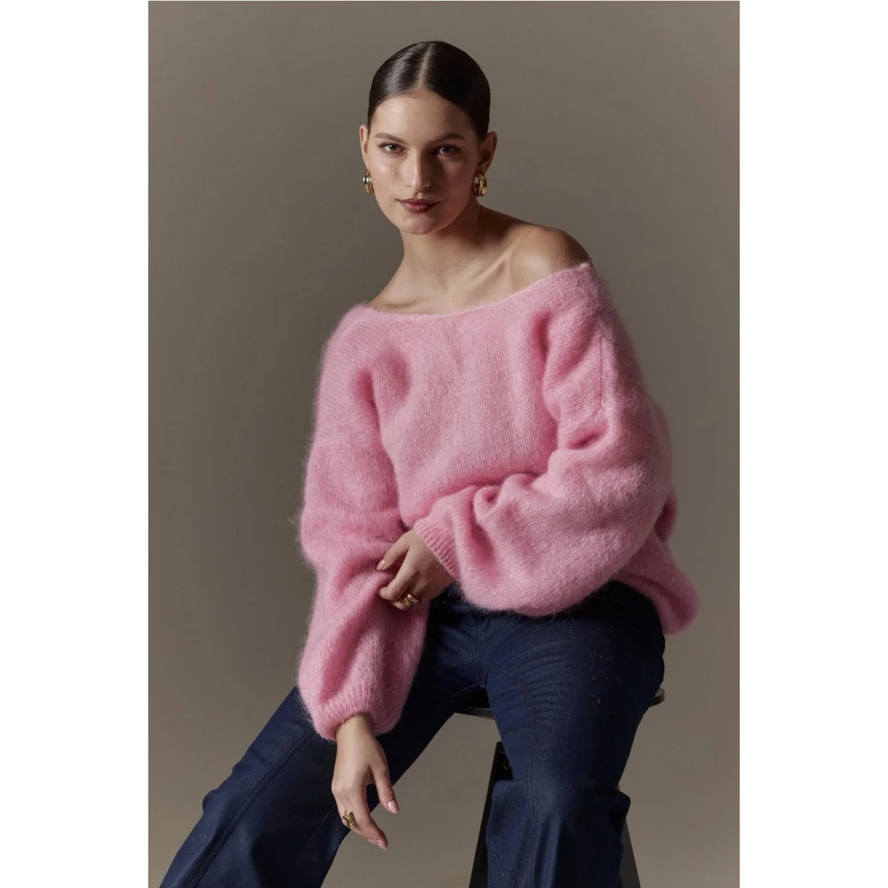 American Dreams Batik-geïnspireerde Mohair Cardigan Soft Berry Pink Dames