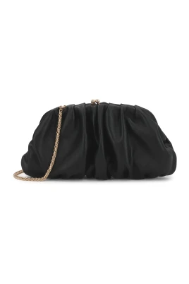Klädd clutch i läder med dekorativa veck