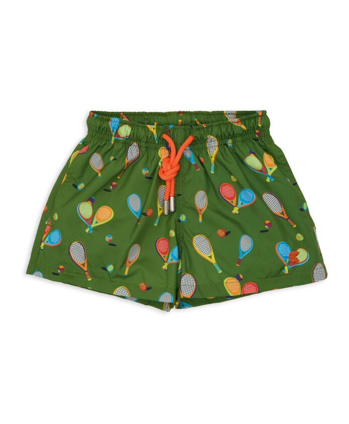 short-de-bain-vert-pour-enfant-avec-motif-raquette