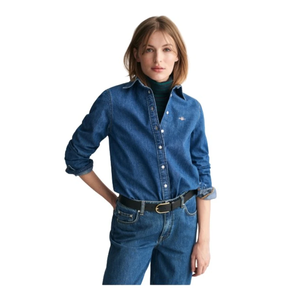 Gant , Shirts, Female, Blue, M, Blouses Shirts