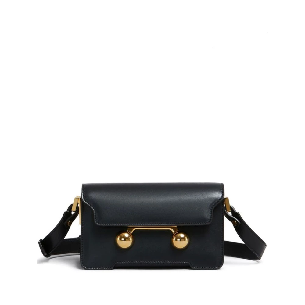 Marni Zwarte Leren Studs Schoudertas Black Dames
