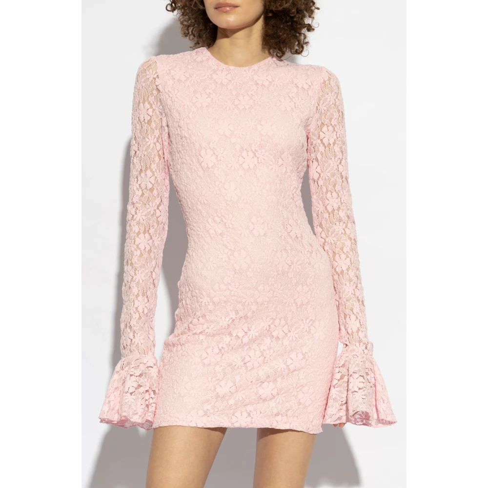 Rotate Birger Christensen Kanten Jurk met Lange Mouwen Pink Dames