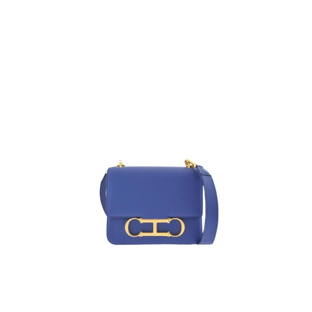 Carolina Herrera Blauwe Initials Insignia Leren Tas Blue Dames