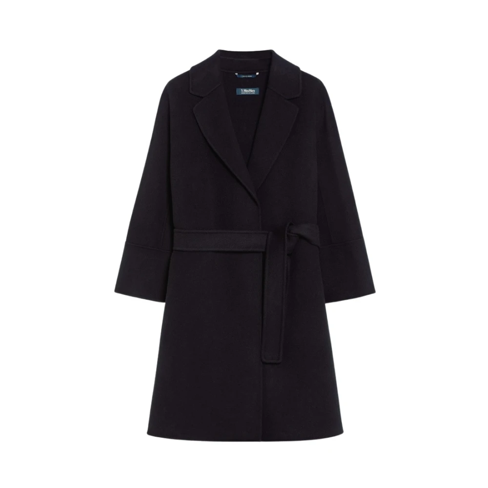 Max Mara Zwarte Korte Jas Wijde Lijn Kimono Mouwen Black Dames