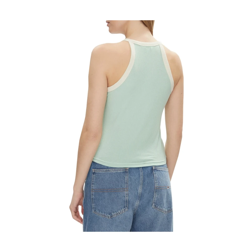 Lee Gestreepte mouwloze top met zichtbaar logo Green Dames