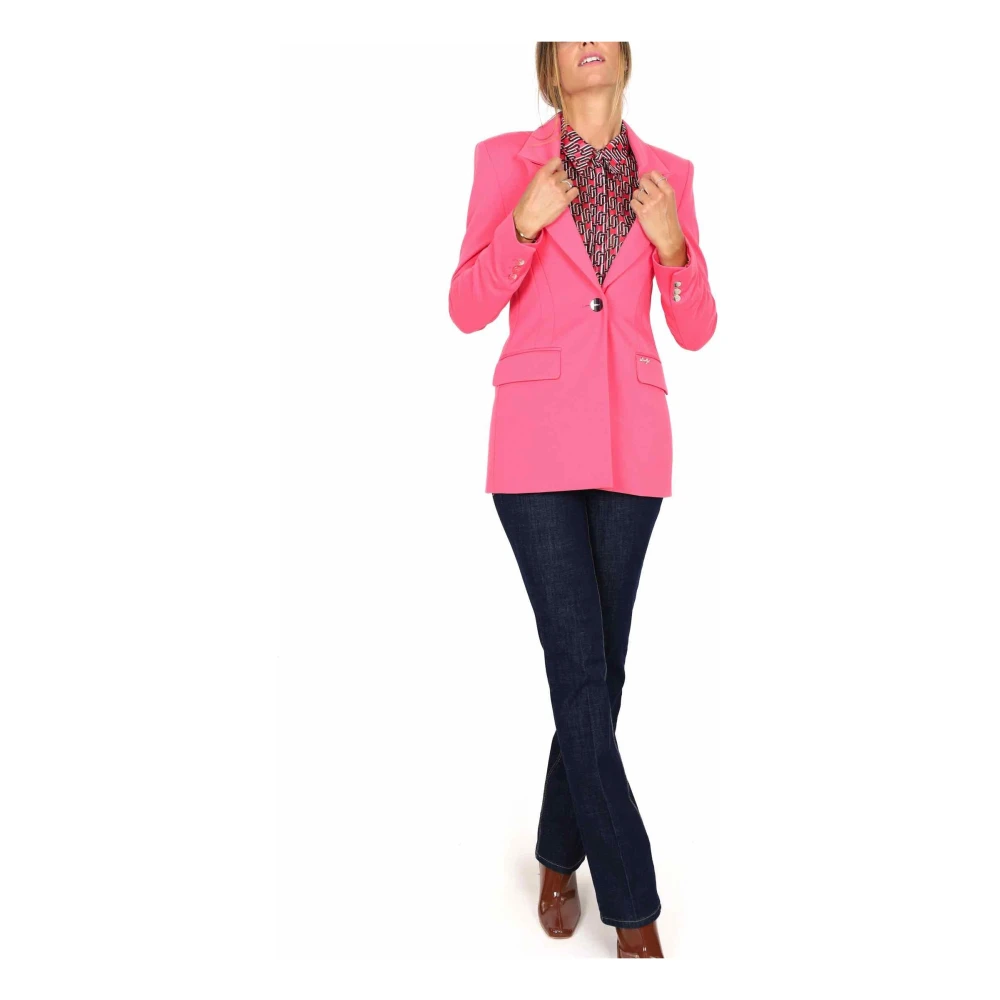 Liu Jo Fuchsia Milano Blazer Lang Metalen Knoop Pink Dames