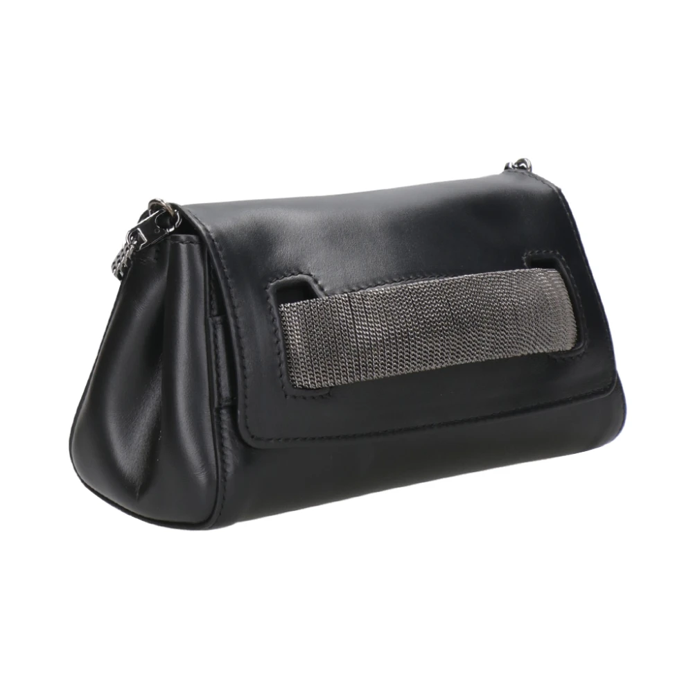 Orciani Zwarte Kwast Handtas met Afneembare Ketting Black Dames