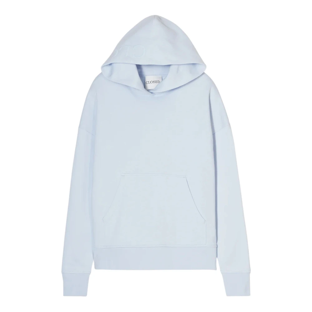 Closed Blauwe Oversized Katoenen Hoodie met Logoborduursel Blue Heren