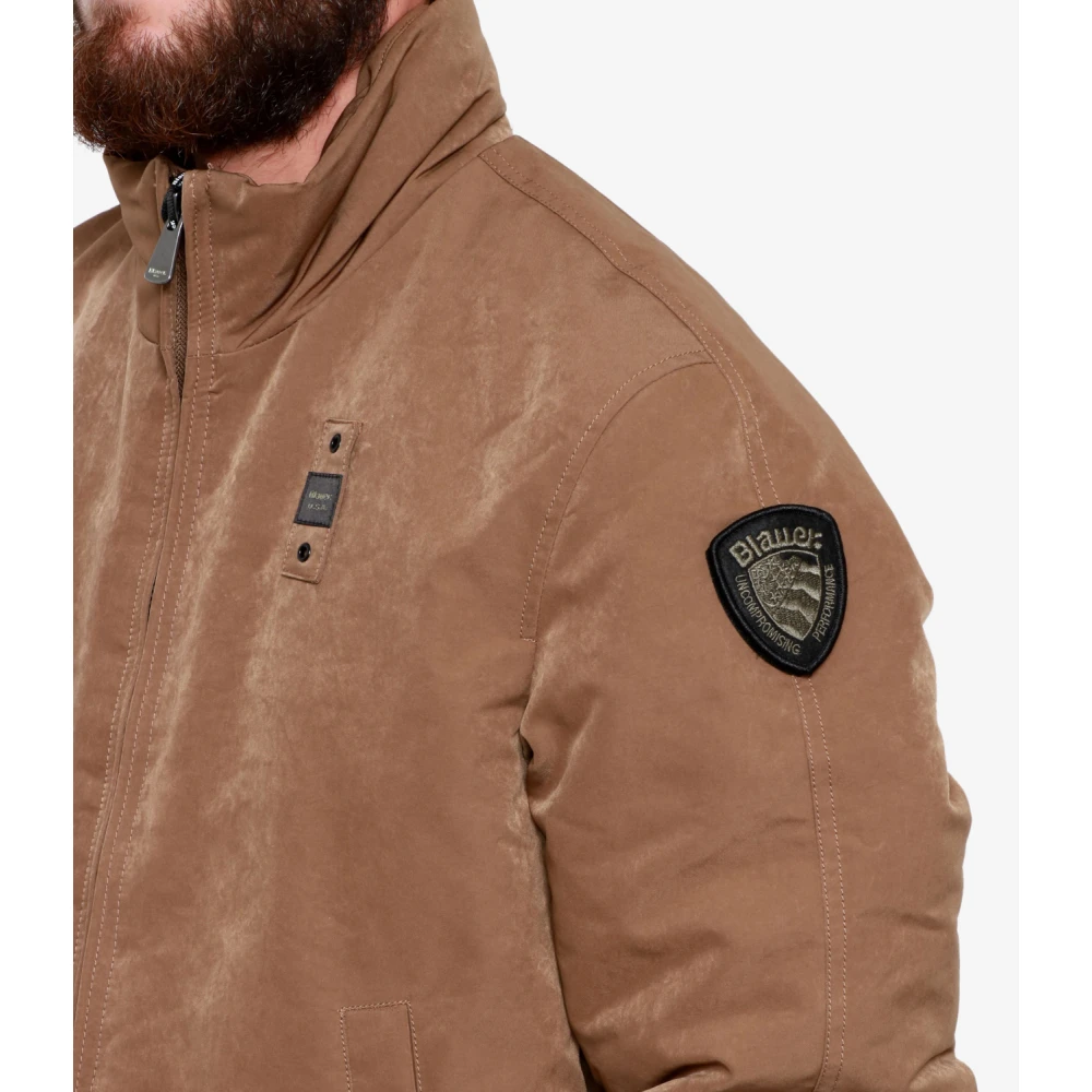 Blauer Bruine Gewatteerde Winterjas Brown Heren