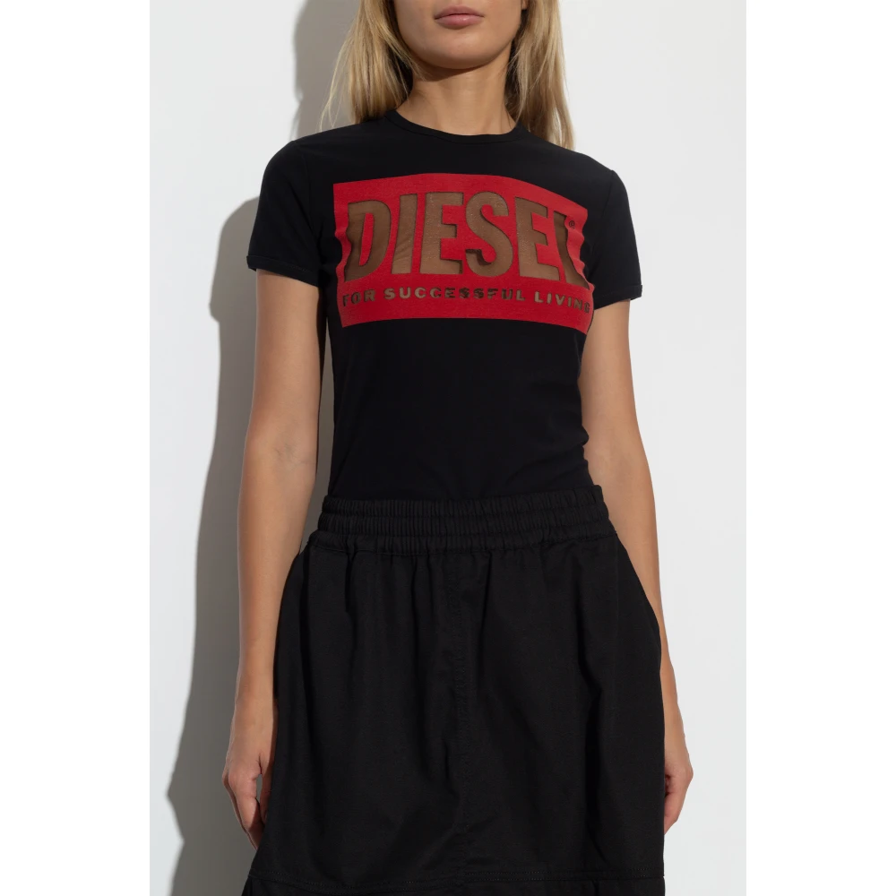 Diesel T-shirt met logo T-Malun Black Dames