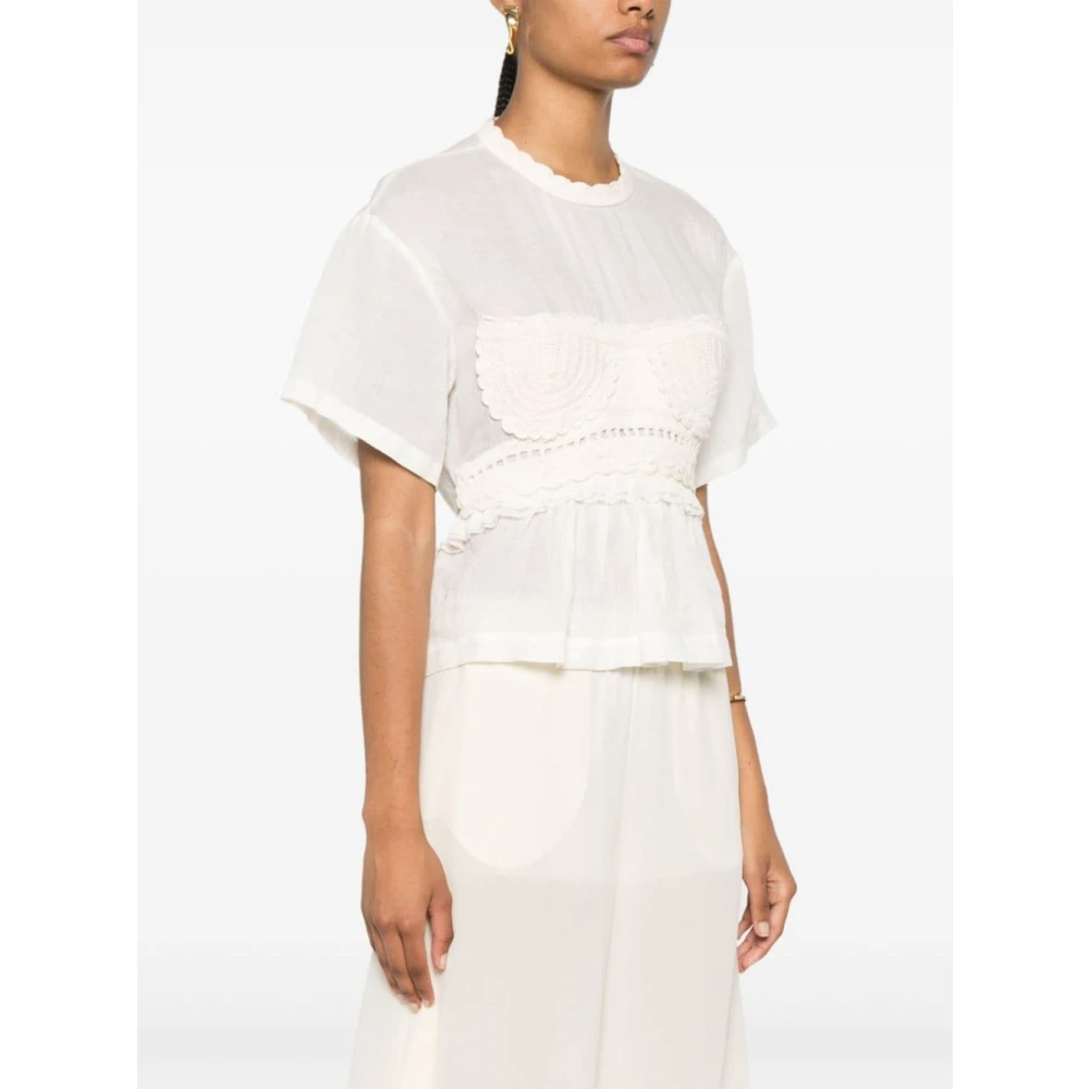 Ulla Johnson Witte Topkleding voor Vrouwen Aw24 White Dames