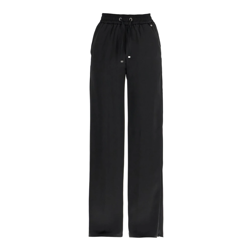 Herno Elegante satijnen broek met hoge taille Black Dames