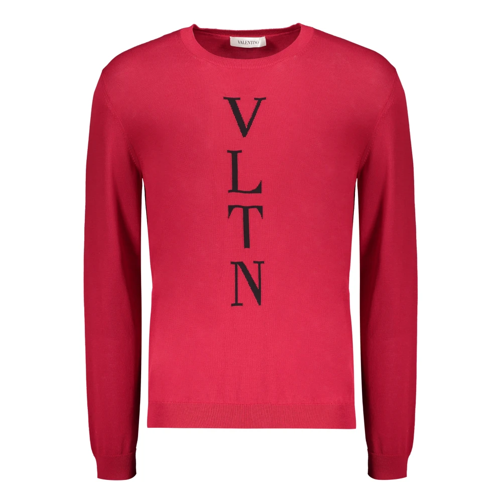 Valentino Garavani Geribbelde katoenen trui met voorlogo Red Heren