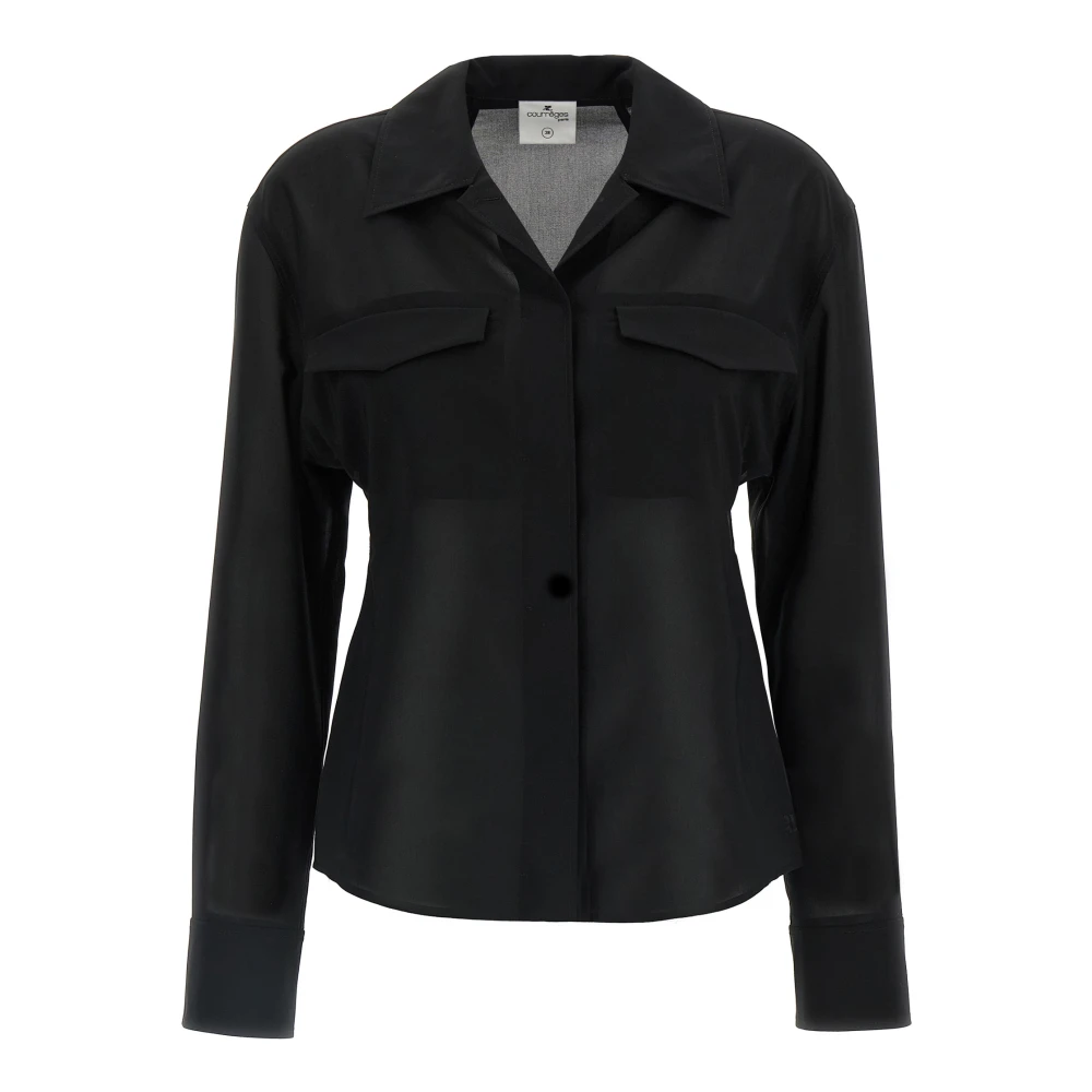 Courrèges Women's Black Shirts, Xs, Pocket Shirt