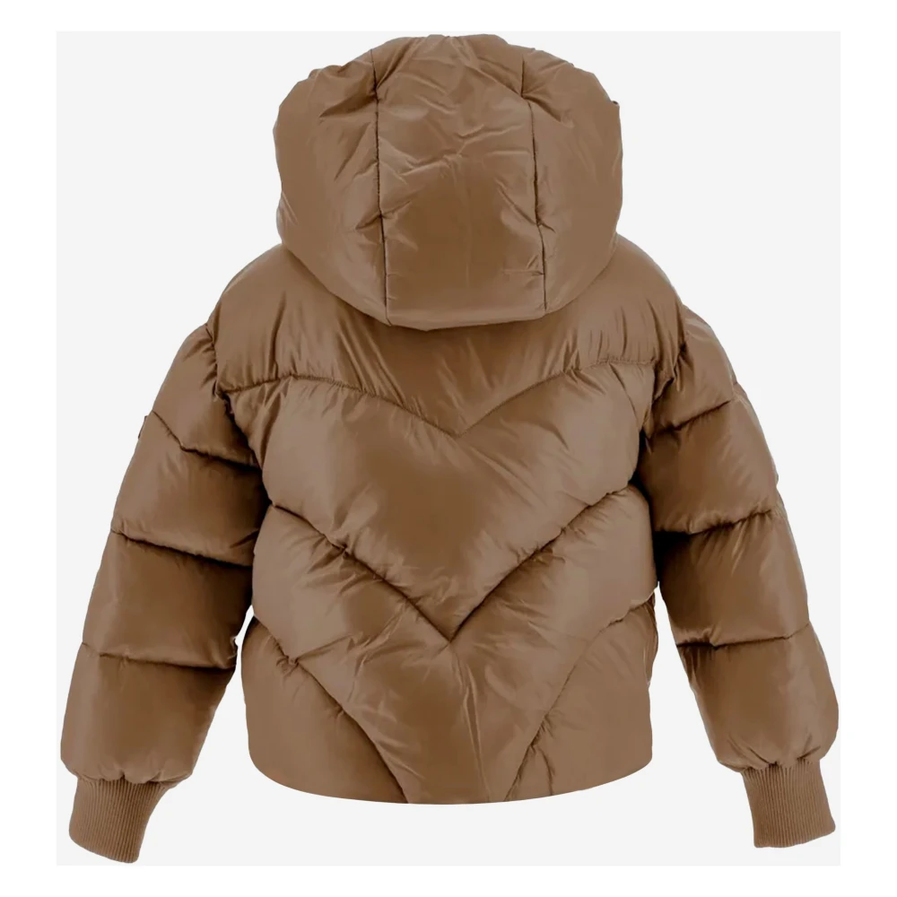 Monnalisa Women's Dark Brown Bomber Jacket With Hood Zip - Image 3