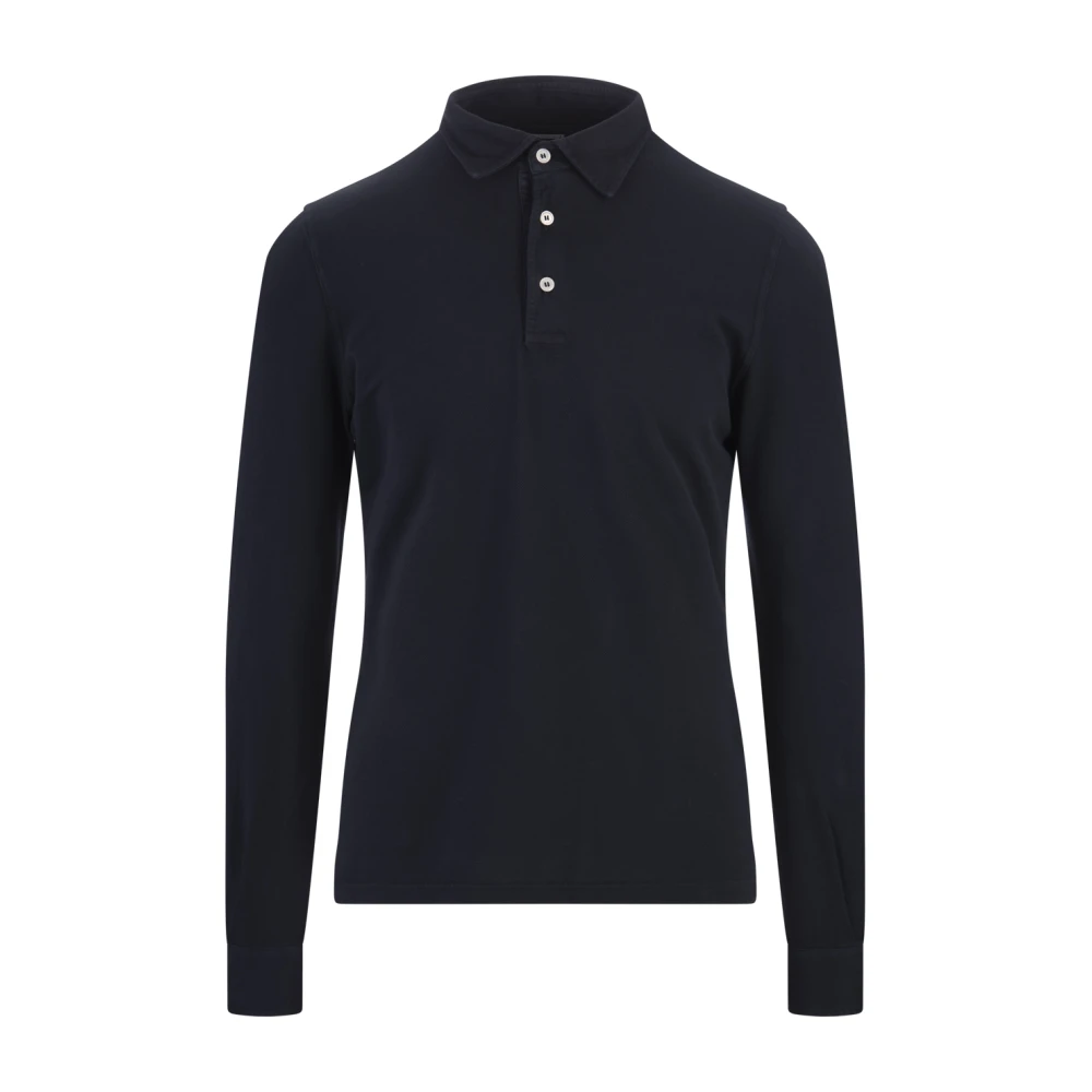 Fedeli Blauw Polo Shirt met Lange Mouwen Blue Heren