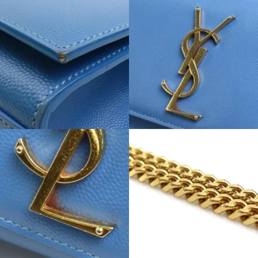 Yves Saint Laurent Vintage Pre-owned Leather shoulder-bags Blue Dames
