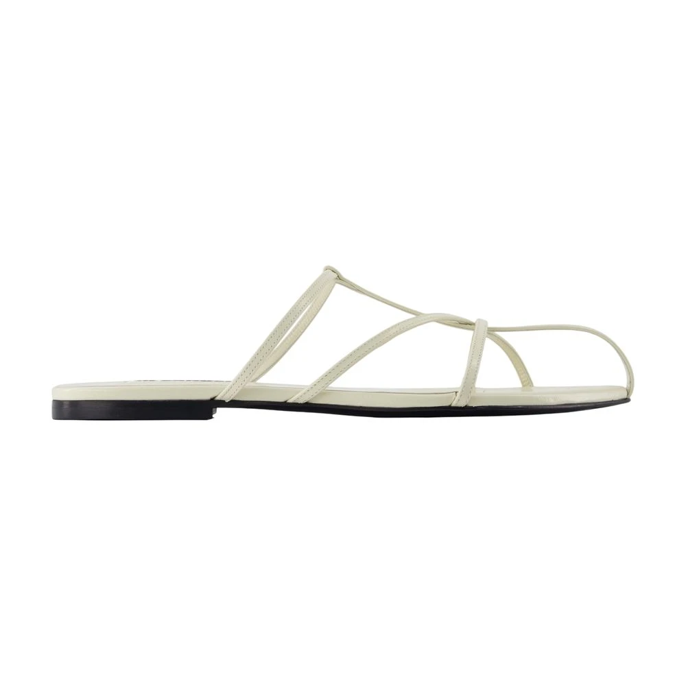 Jil Sander Vrouw Wit Schoenen Dames, 38 Eu, Leer, Pointed Toe Flat Sandal