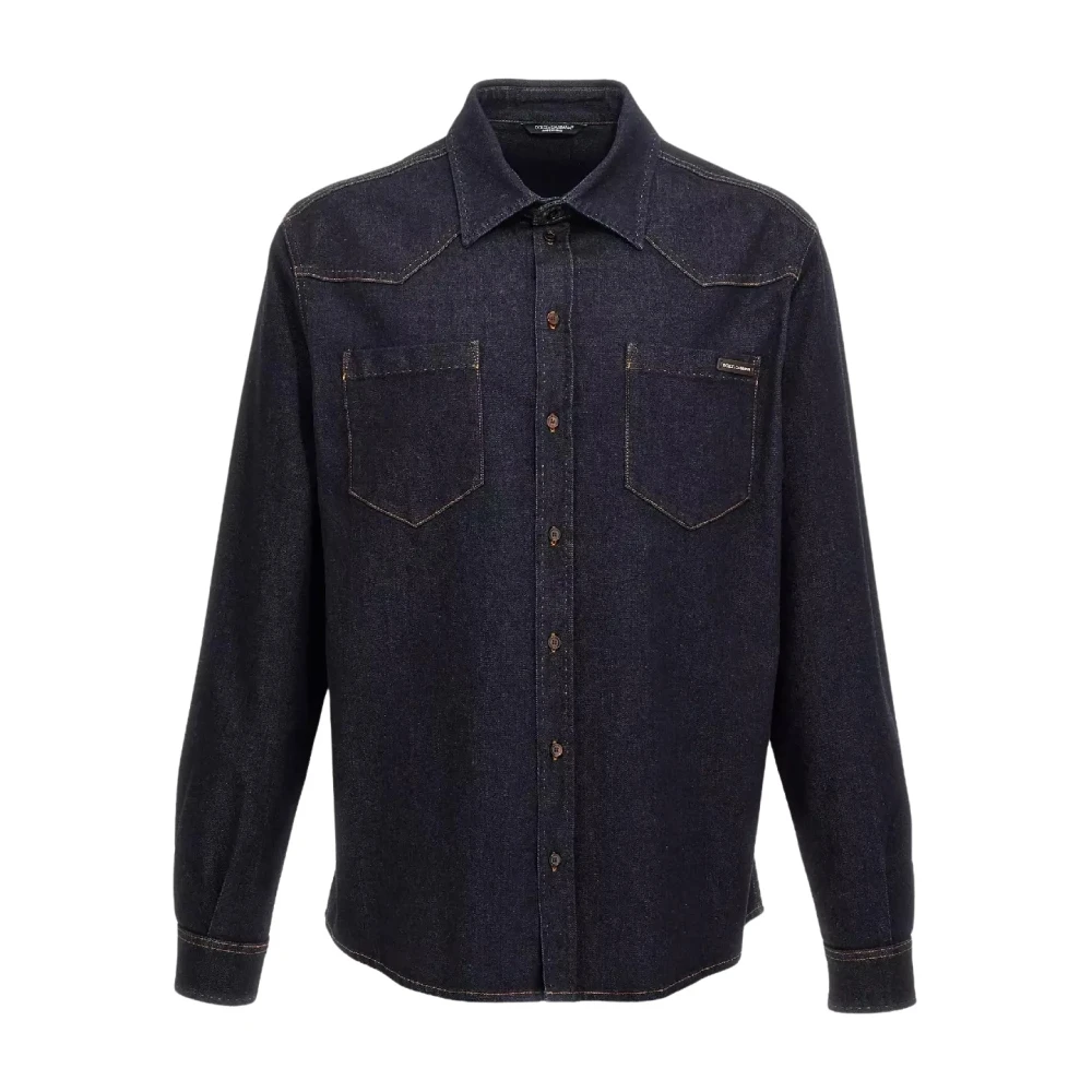 Dolce & Gabbana Blue Navy Denim Shirt Men's Fashion - Male - Denim Shirts - Xl - Shirts
