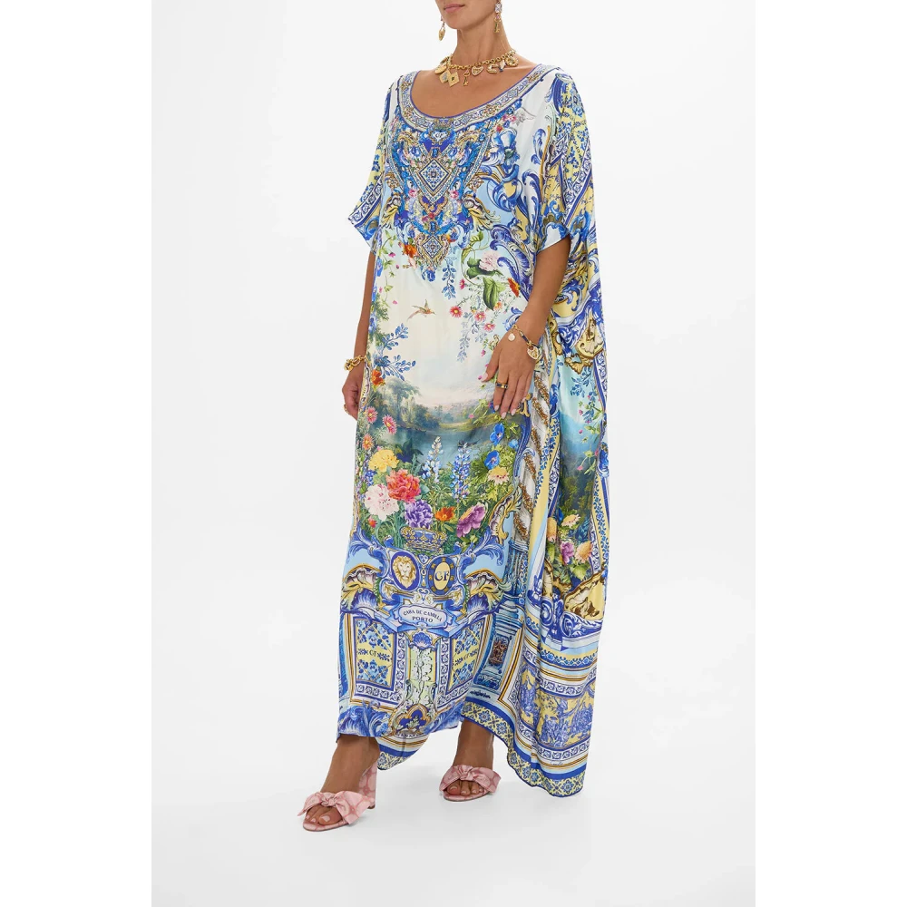 Camilla Zijden kaftan met ronde halslijn Multicolor Dames