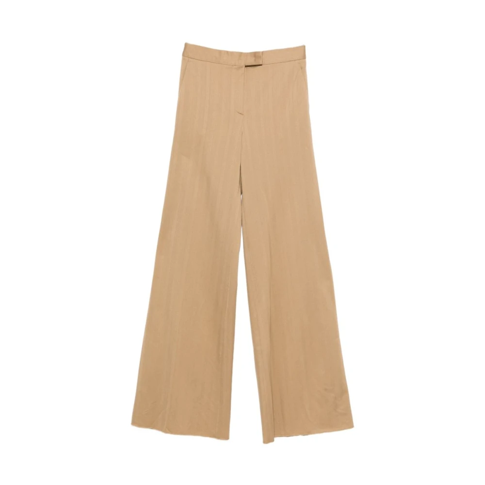 Max Mara Women's Beige Pantalone Oliato - Wide Trousers - S - Trousers