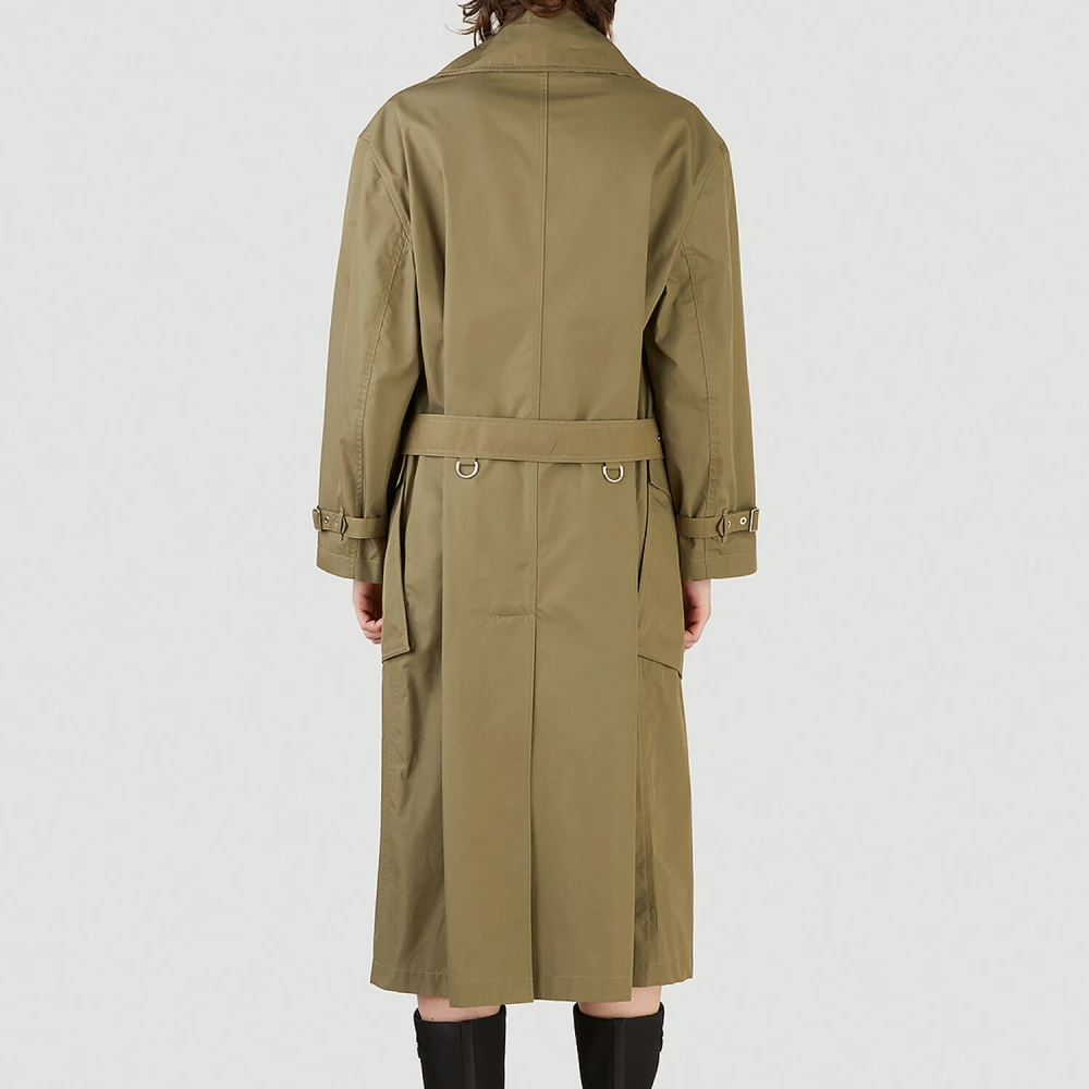 Burberry Gabardine Oversized Trench Coat Green Dames