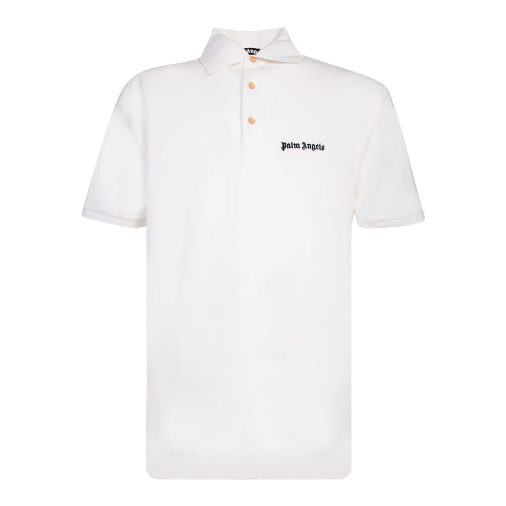 Palm Angels Men's White Polo Shirts, L, Classic Logo Polo