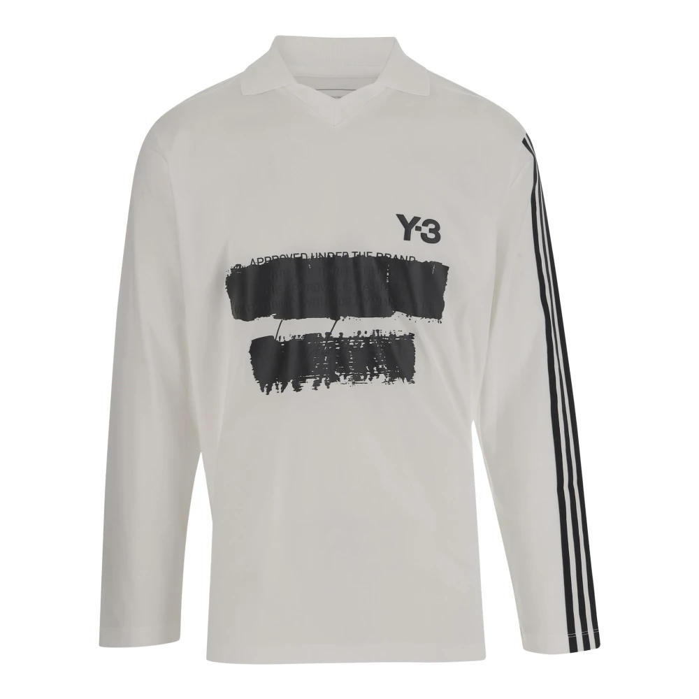 Y-3 Wit Grafisch Logo Longsleeve T-shirt White Heren