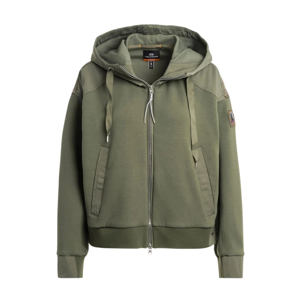 Parajumpers Hybride Hoodie Patchwork Fleece Green Dames