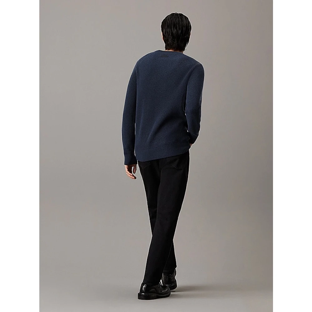 Calvin Klein Merino Ribgebreide Trui Black Heren