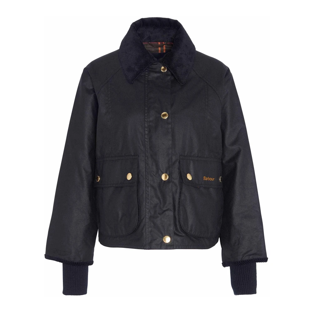 Barbour Cropped Beadnell Gewaxte Jas Blue Dames