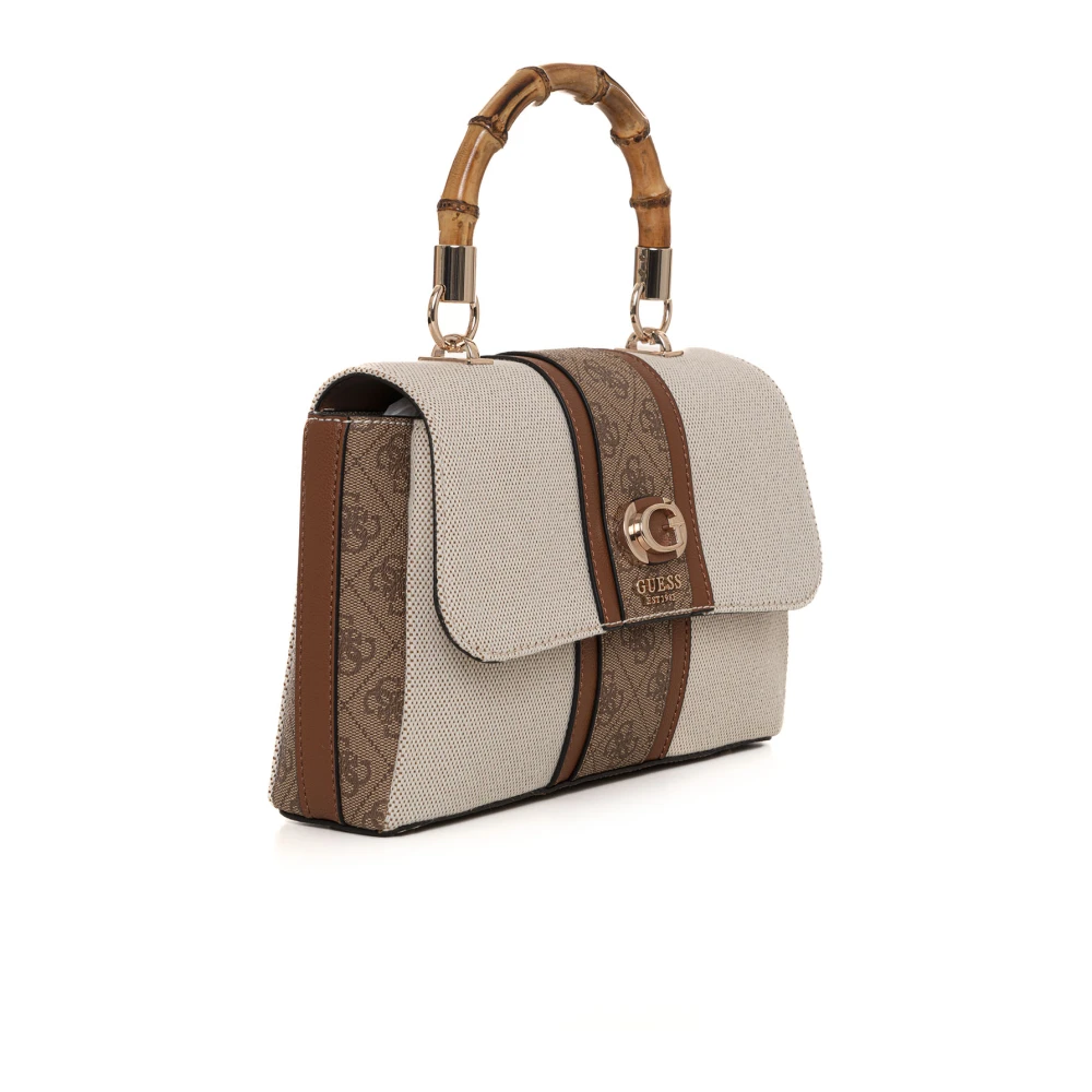 Guess Bamboe Schoudertas met Bovenhandvat Beige Dames