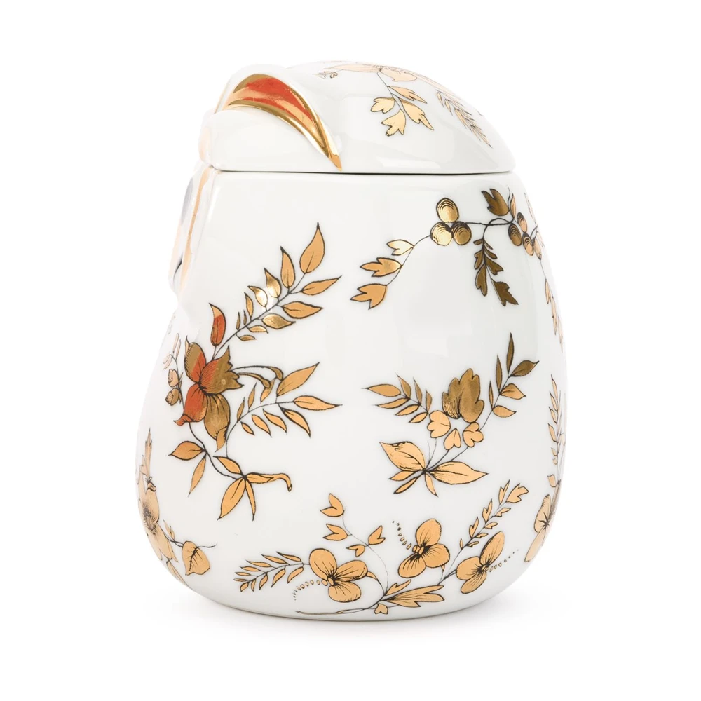 Fornasetti Uil Porseleinen Container Gouden Accenten White Dames