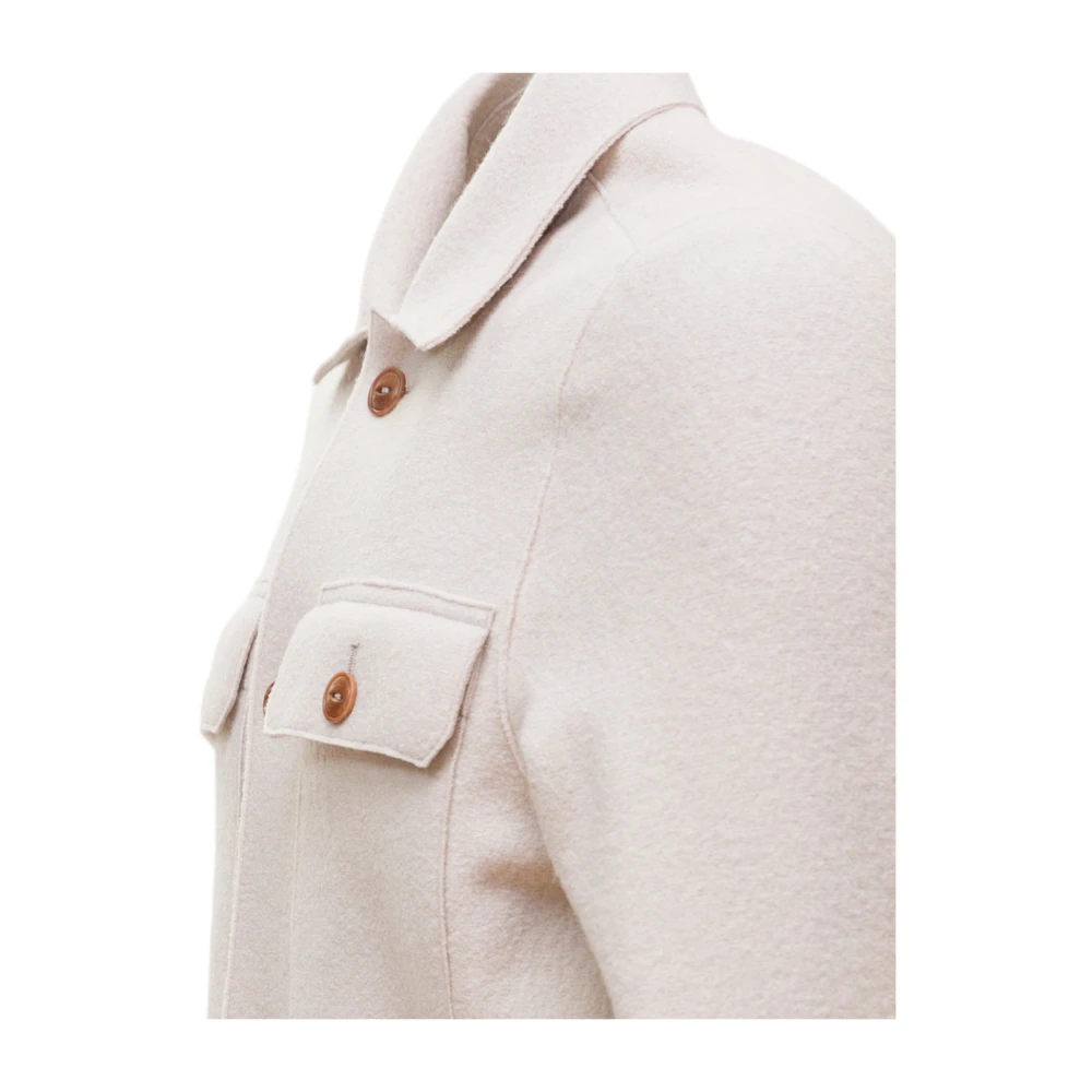 Eleventy Dubbelbreasted wollen overhemdjasje Beige Heren