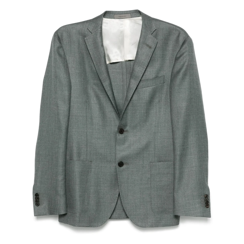 Corneliani Luxe Wol Zijde Linnen Jas Green Heren