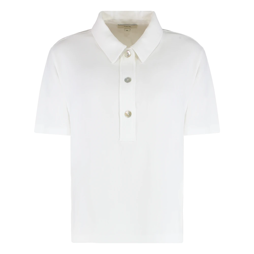 Vince Women's White Polo Shirts, M, Crêpe Polo