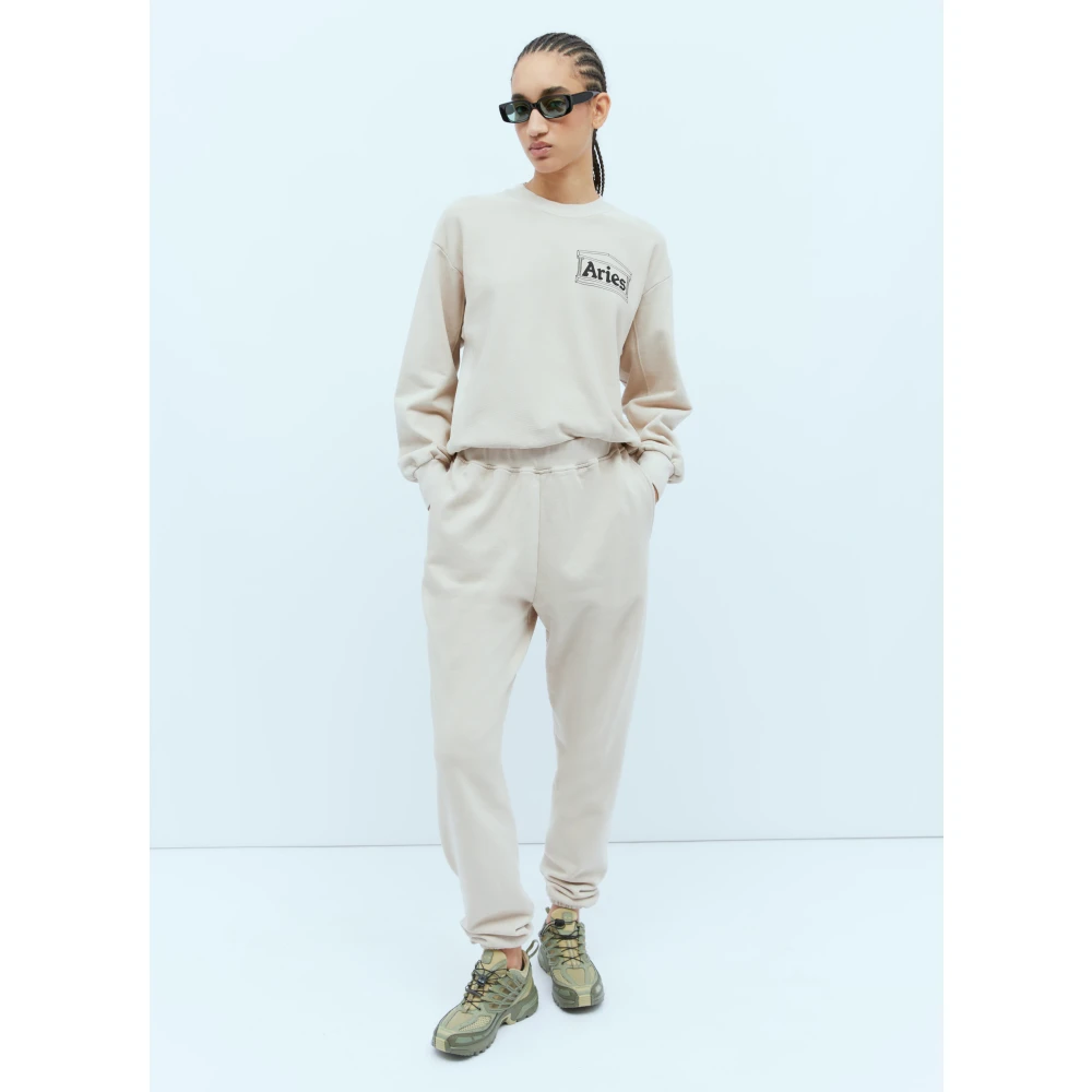 Aries Temple Logo Sweatshirt Beige Heren