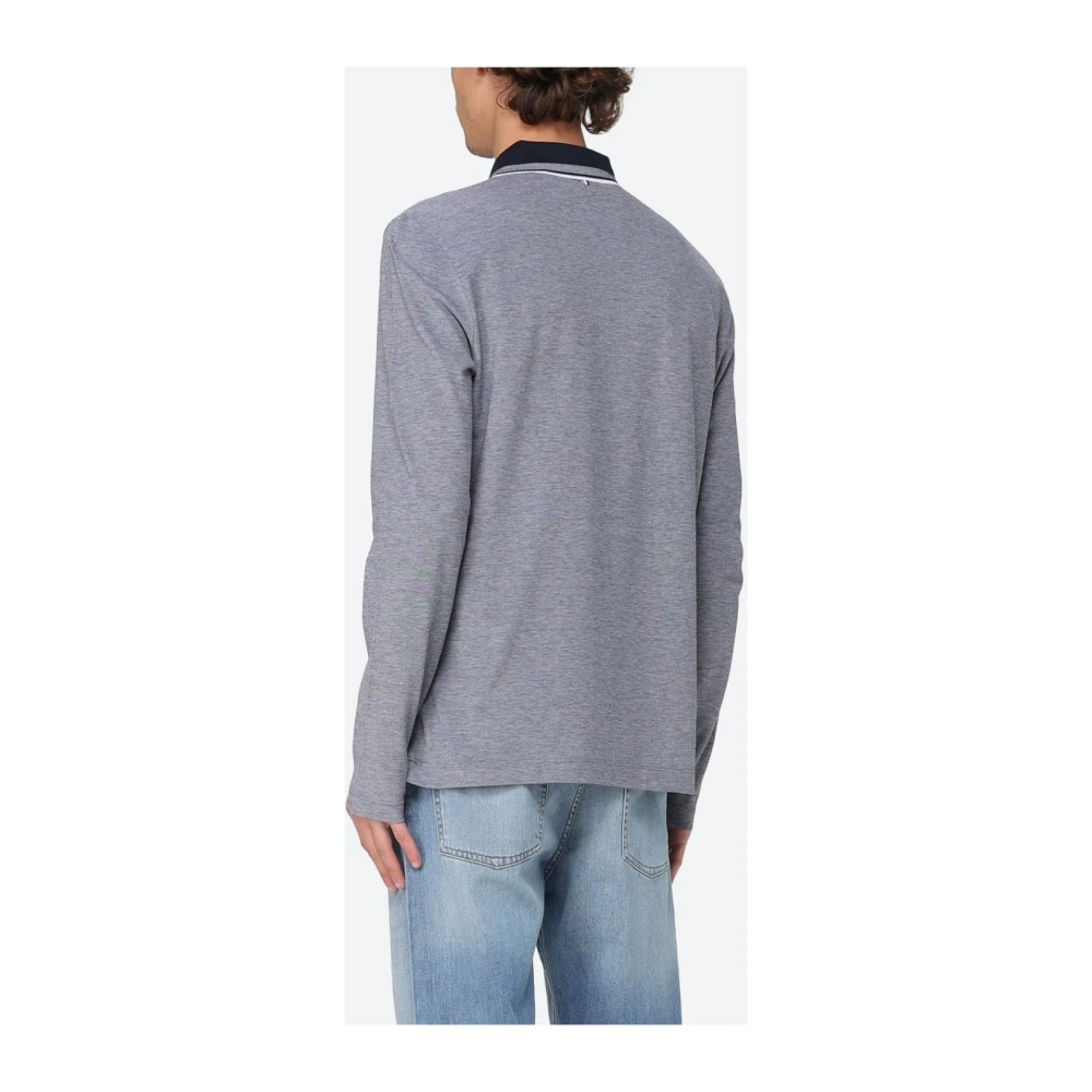 Hugo Boss Lange mouw katoenen poloshirt Blue Heren