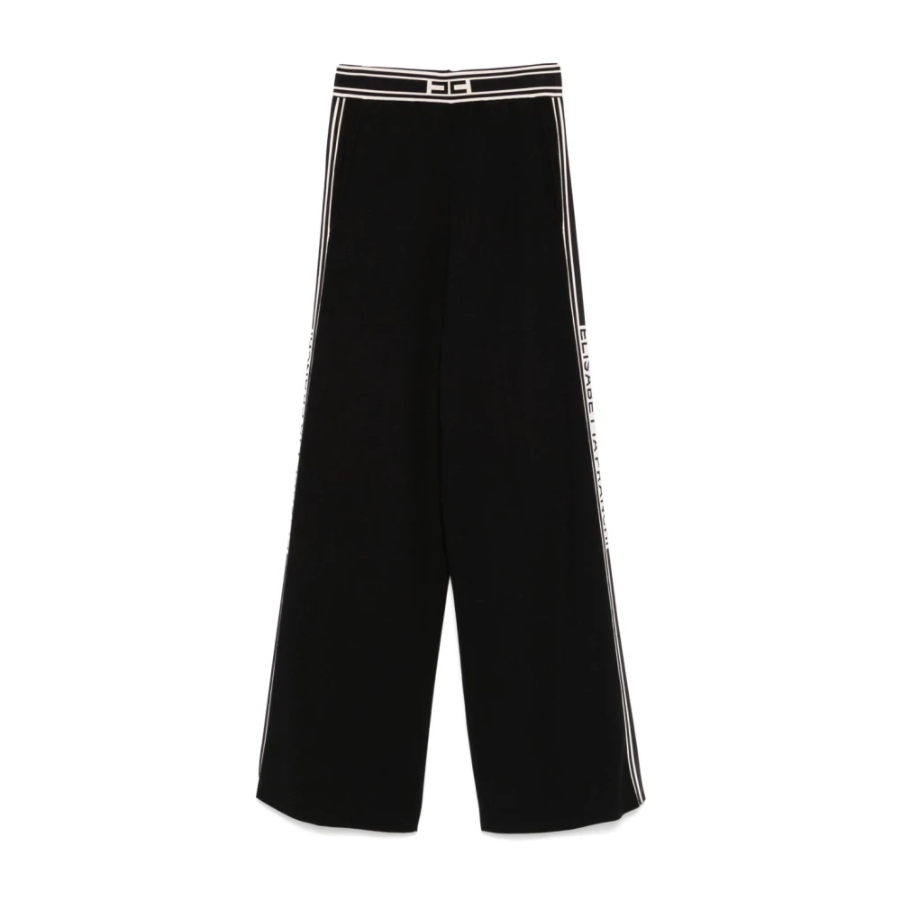 Elisabetta Franchi Zwarte broek met elastische tailleband en zakken Black Dames