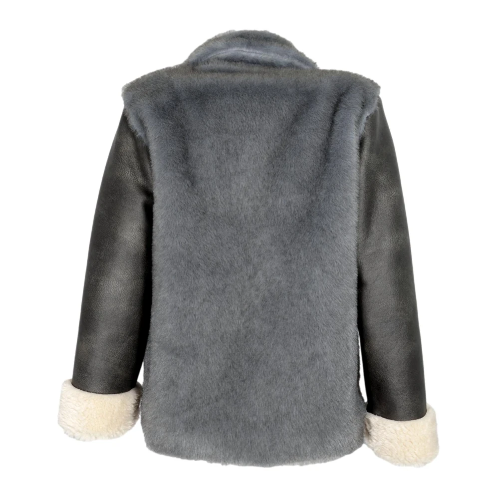 Kaos Grijze Nepbontjas Elegante Stijl Gray Dames