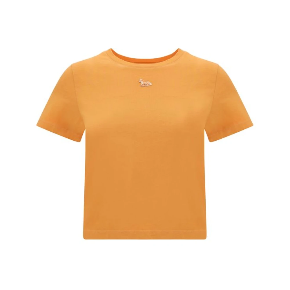 Maison Kitsuné Minimalistisch Logo Katoenen T-shirt Orange Dames