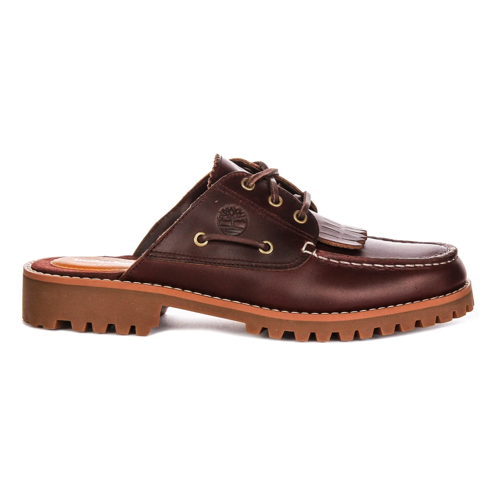 Timberland Women's Red Leather Boat Shoes In Burgundy - Mules - 7 Uk - Shoes