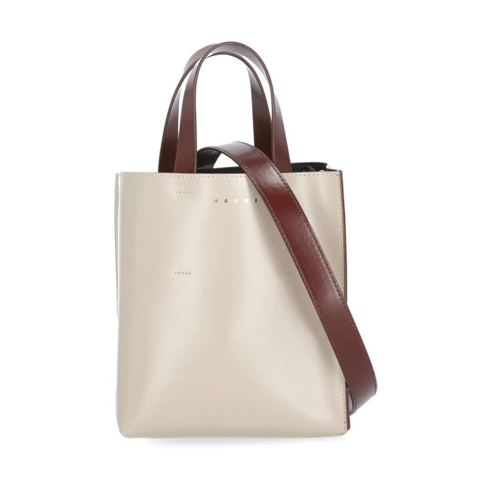 Marni Women's Beige Smooth Leather Handbag - Shopping Bags - One Size - Bags