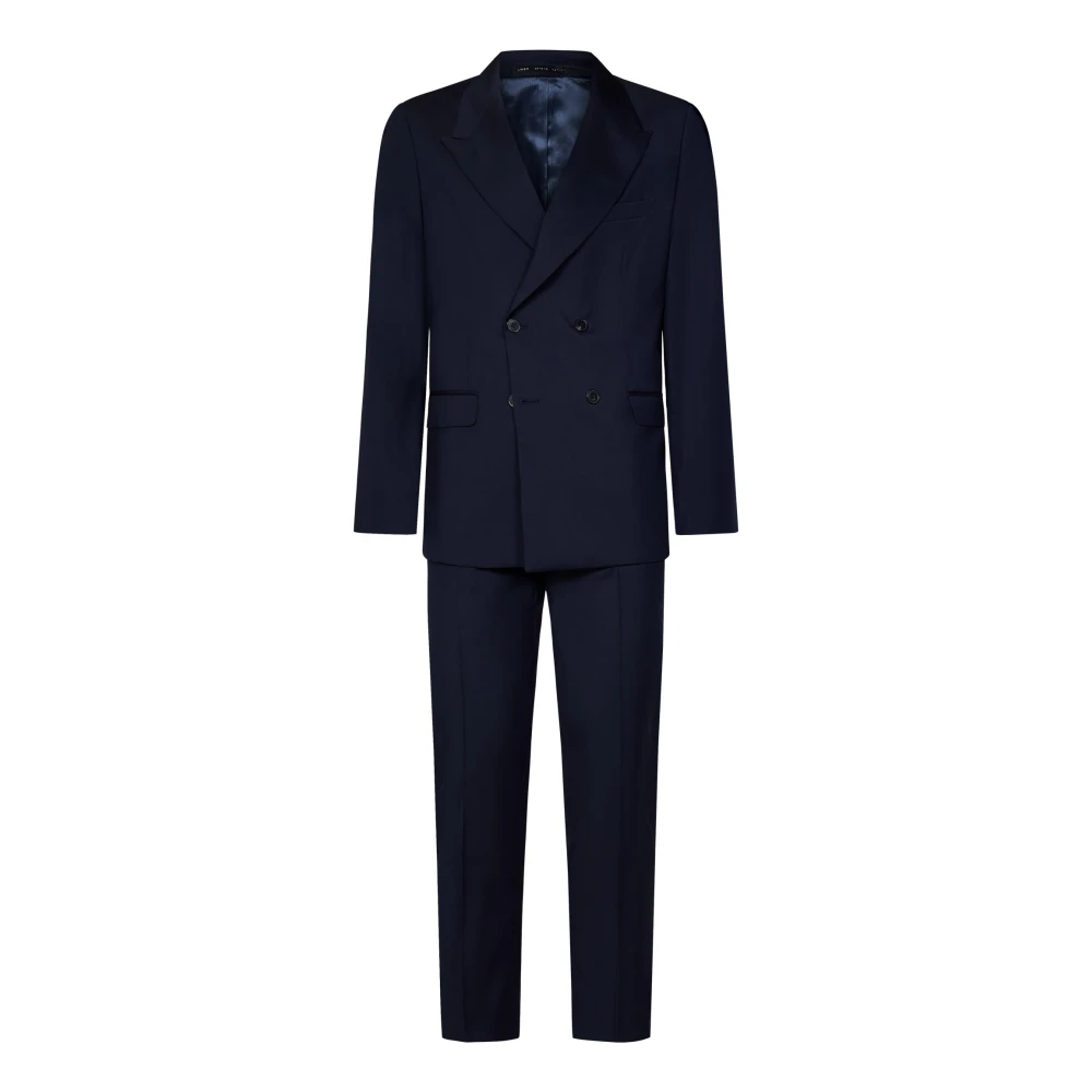 Low Brand Double Breasted Suits Blue Heren
