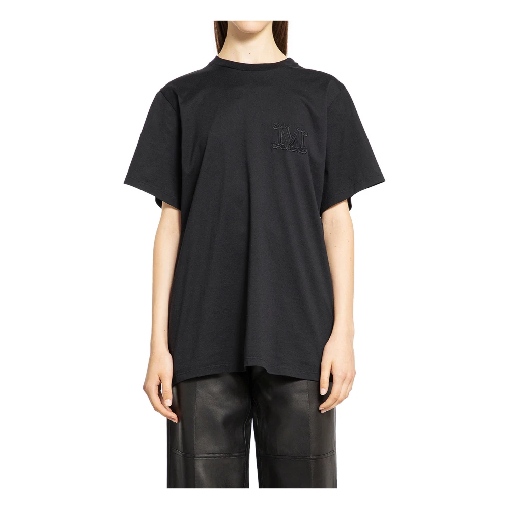 Max Mara Zwart Monogram Geborduurde Relaxte Fit T-shirt Black Dames