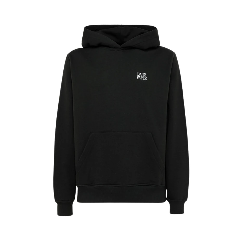 Daily Paper Effen Kleur Katoenen Hoodie met Logo Print Black Heren